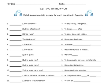 Spanish Personal ID Matching-Greetings by Donna Antovel | TpT