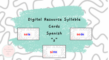 Preview of Spanish Phonics Digital Syllable Cards "s" - tarjetas digitales sílabas con "s"