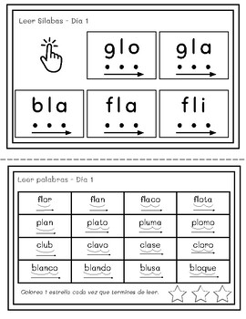 Spanish Phonics Intervention Booklet - Silabas trabadas con L | TPT