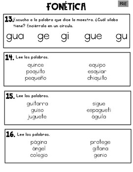 Spanish Phonics Pre-Assessment by Maestra Migos Brilliant Bilinguals