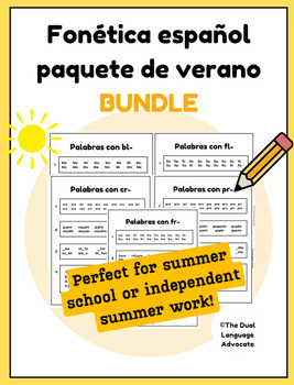 Preview of Spanish Phonics Summer Packet BUNDLE -fonética español paquete de verano