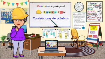 Preview of Palabras Multisilábicas - Word Builders Game -Spanish Phonics Week # 12
