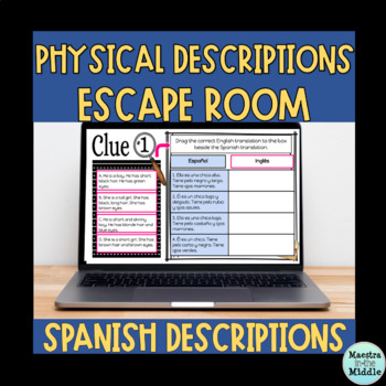 Preview of Spanish Physical Descriptions Digital Escape Room