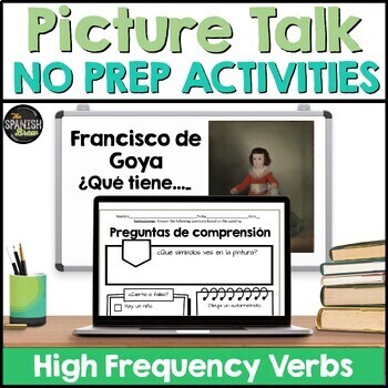 Preview of Spanish Picture Talk NO PREP activities - Spanish high frequency verbs - BUNDLE