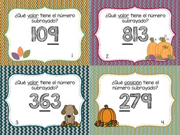 Preview of Spanish Place and Value Task Cards