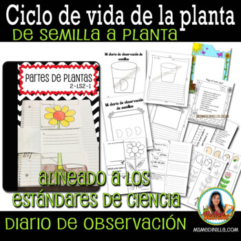 Preview of Spanish Plant Life Cycle Journal,  Diario De Plants y Semillas en Español