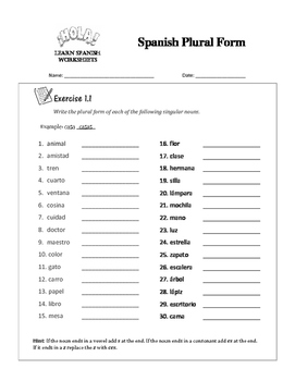 spanish plural worksheet by karla gipson teachers pay teachers