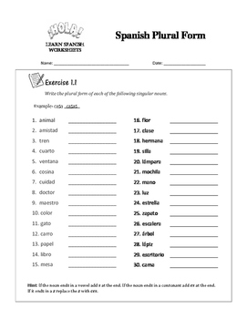 spanish plural worksheet by spanishub teachers pay teachers