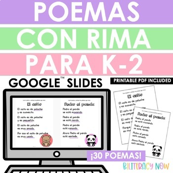 Preview of Distance Learning - Spanish Poems | Digital and Printable | Poemas con rima