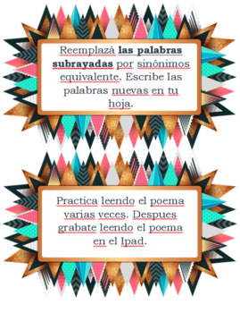Preview of Spanish Poetry Station Engaging Activity Cards 3.9B