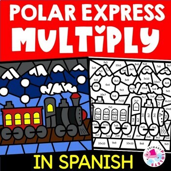 Preview of Spanish Polar Express Coloring Pages Color by Number Code Multiplication Facts 