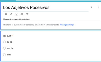 Preview of Spanish- Possessive Adjectives Practice