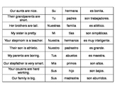 Spanish Possessive Adjectives Puzzle