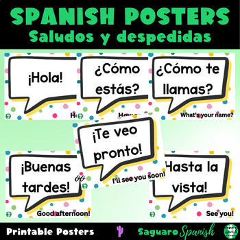 Spanish Poster Set | Saludos y Despedidas | Printable by Saguaro Spanish