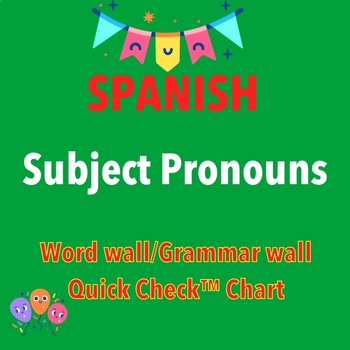 Preview of Spanish Poster Subject Pronouns for Word Wall/Grammar Wall