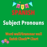 Spanish Poster Subject Pronouns for Word Wall/Grammar Wall