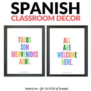 Preview of Spanish Classroom Decor - All Are Welcome Here Bilingual Posters - Bienvenidos