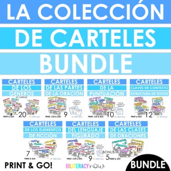 Preview of Spanish Posters for Reading Writing and Grammar 72 Poster BUNDLE