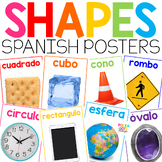 Spanish Posters with 2d and 3d Shapes | Spanish Classroom Decor