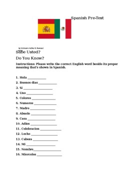 Preview of Spanish Pre-Test