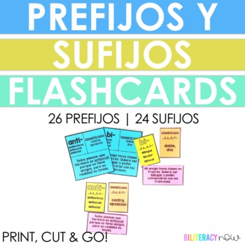 Preview of Los prefijos y Sufijos - Spanish Prefix and Suffix Flash Cards