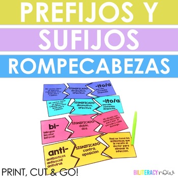 Preview of Spanish Prefix and Suffix Puzzles - 26 prefijos y 24 sufijos