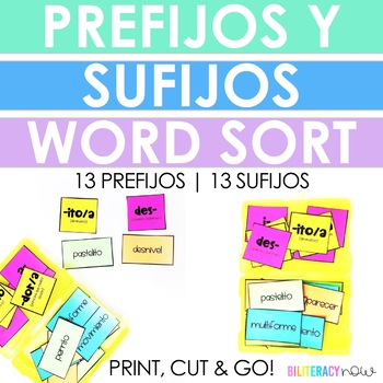 Preview of Spanish Prefix and Suffix Word Sort - Incluye 100 palabras