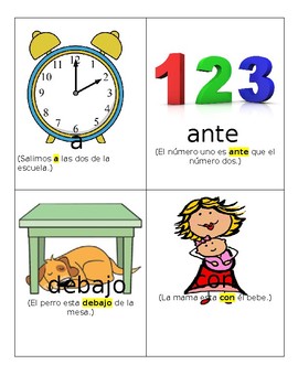 Preview of Spanish Preposition Cards