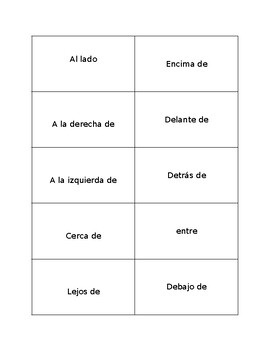 Preview of Spanish Preposition Flash Cards (Ready to print)