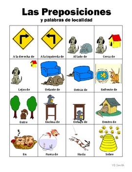 Preview of Spanish Prepositions PICTURE Notes SET