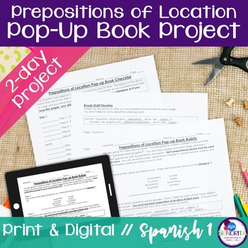 Preview of Spanish Prepositions of Location Pop-up Book Project - print and digital