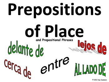 Preview of Spanish Prepositions of Place and Prepositional Phrases PowerPoint