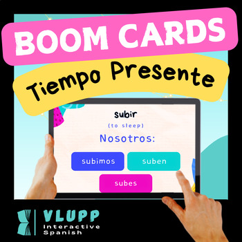 Preview of Spanish Regular Present Tense | Interactive Activity | Digital Task Boom Cards