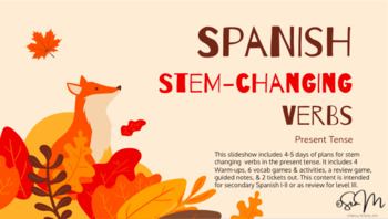 Preview of Spanish Present Stem-Changing Verbs Warm-ups / Notes / Activities