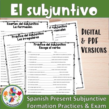 Preview of Present Subjunctive Spanish Practice & Test Packet