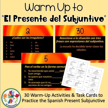 Preview of Spanish Present Subjunctive Warm-Ups and Task Cards
