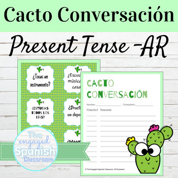 Preview of Spanish Present Tense AR Verbs Cacto Conversación SAMPLE FREEBIE