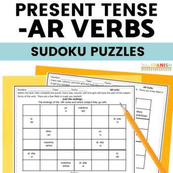 Preview of Spanish 1 Lesson Plans Present Tense AR Verbs Puzzle Emergency Sub Plans Spanish