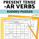 Spanish Present Tense AR Verbs Worksheet Sudoku Practice Activity