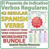 Spanish Present Tense BUNDLE - Regular Verbs Worksheets