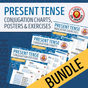 Preview of Spanish Present Tense Conjugation Charts, Posters and Exercises Bundle