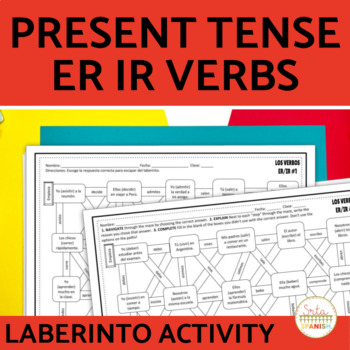 Preview of Spanish Present Tense ER IR VERBS Maze Practice Activity with Digital Option