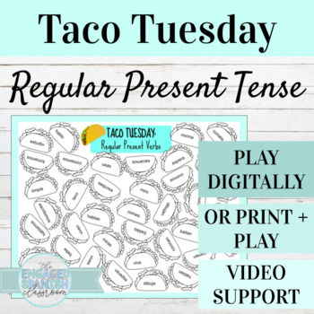 Spanish Food Prep Vocabulary Activity | Digital or Print Taco Tuesday Game