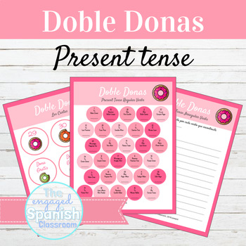 Preview of Spanish Present Tense Games Doble Donas | Writing Activity