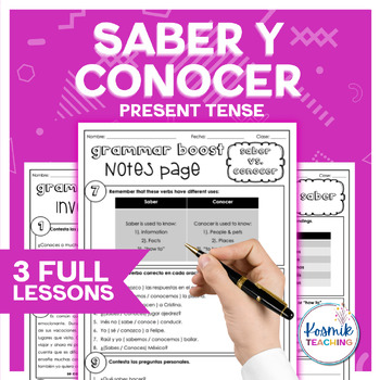 Preview of Spanish Present Tense Grammar Lessons: Saber y Conocer Bundle