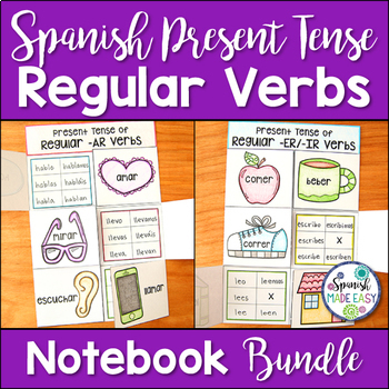 Preview of Spanish Present Tense Regular Verbs Interactive Notebook Activity Bundle