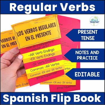 Preview of Spanish Present Tense Regular Verbs Notes and Practice Flip Book EDITABLE