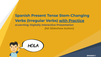 Preview of Spanish Present Tense Stem-Changing Verbs (Irregular Verbs) + Practice