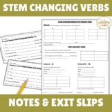 Spanish Present Tense Stem Changing Verbs Notes and Format