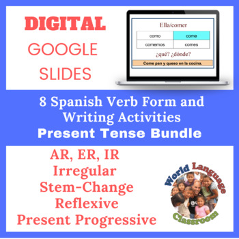 Preview of Spanish Present Tense Writing Activities Bundle (Google Slide, Digital)